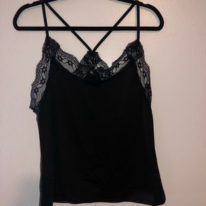 Black tank top with lace detail